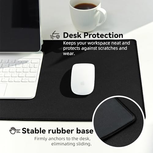 Reniteco Large Gaming Mouse Pad with Durable Stitched Edges, Non-Slip Rubber Base, Big Computer Keyboard Mouse Mat Desk Pad for Home Office Gaming Work, 31.5''x11.8''x0.12'', Black