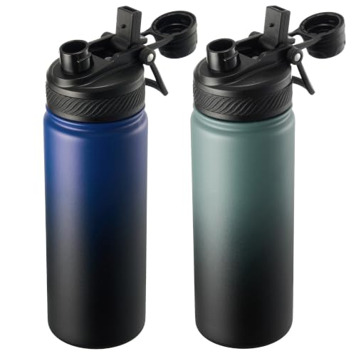Fijinhom Insulated Stainless Steel Water Bottle, type 17,Green&Black+Blue&Black