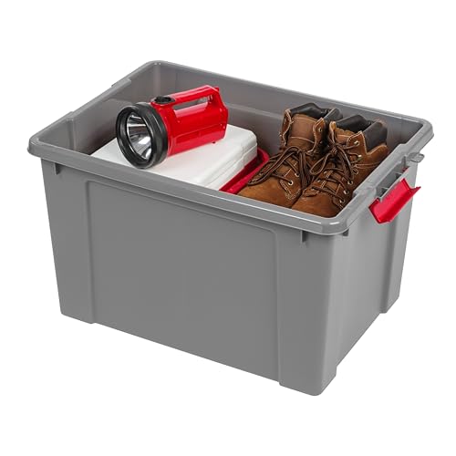 IRIS USA 20 Gallon Lockable Storage Totes with Lids, 6 Pack - Gray, Heavy-Duty Durable Stackable Containers, Large Garage Organizing Bins Moving Tubs, Rugged Sturdy Equipment Utility Tool Box by IRIS USA - Image 8