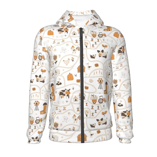 Farm Map Kid Hoodies Boys Zip Up Sweatshirts Girls Pullover with Pocket2