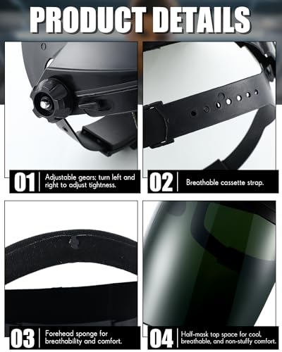 Image of Tellegloww 4 Pack Welding Face Shield, Safety Mask for Grinding