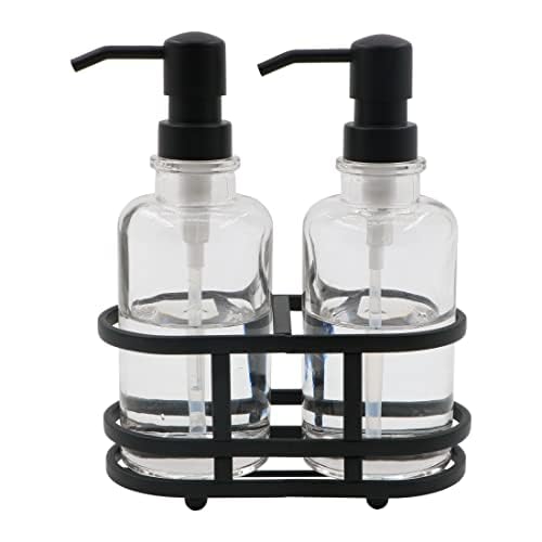 3 Piece Round Heavy Weight Glass Soap Lotion Pump Dispenser