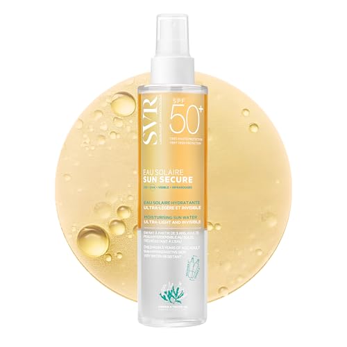 SVR - Sun Secure Solar Water SPF50+ - Agua solar hidratante bifásica - Protección muy alta contra UVA, UVB, luz visible e infrarroja - Piel sensible - Niacinamida, vitamina E - 200 ml