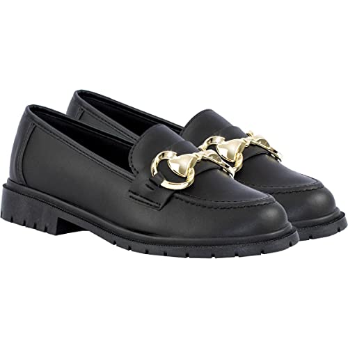 Mocassim Feminino Boyfriend Sapato Tratorado Casual Loafers MOT1 preto36