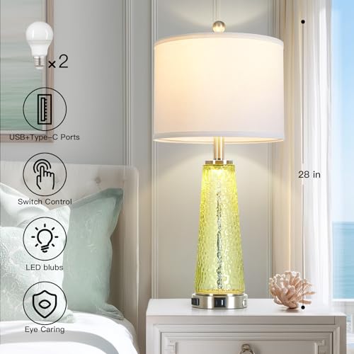 26" Tall Coastal Table Lamps for Living Room, Bedside Lamp for Nightstand — view 6