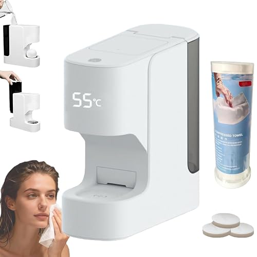 Hot Face Towel Heater Machine, 5-Second Heating Disposable Towel Heater, Disposable Face Towel Warmer Dispenser for Facials, Spa, Cleaning (Machine+1 barrel(20pcs) Towel)