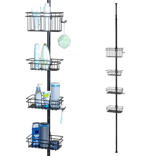 bremermann Teleskop-Badregal, 4 Körbe Duschregal bis max. ca. 290 cm (Schwarz)