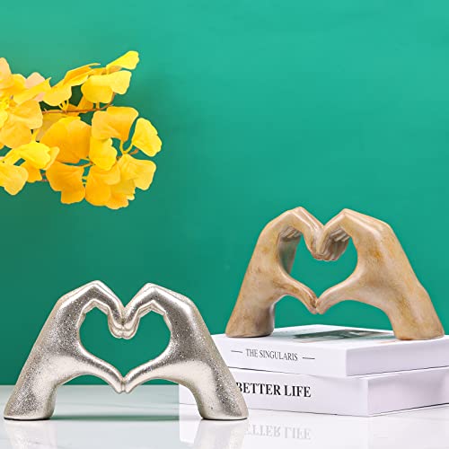 Lccck Wooden Color Gesture Decoration Romantic Sculpture Accent, Love Finger Statue Modern, Modern Art Sculpture Personalized Finger Home Decor, Creative Wedding Home Desktop Decoration #TOP2