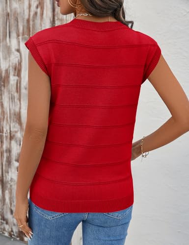 Image of AKEWEI Sweater Vest Women Sleeveless Knitted V Neck Cap Sleeve Pullover Tank Tops 2025 Summer Fall Fashion Causal Trendy