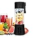 Sir.BLVCK - Frullatore Portatile 380ml, 2 in 1 bicchiere e tritatutto, Tazza Ricaricabile USB, 6 Lame con sistema di sicurezza anti-avvio, BPA Free (Nero)
