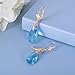 Austrian Crystal Teardrop Leverback Dangle Earrings for Women Fashion 14K Gold Plated Hypoallergenic Jewelry (Aquamarine)