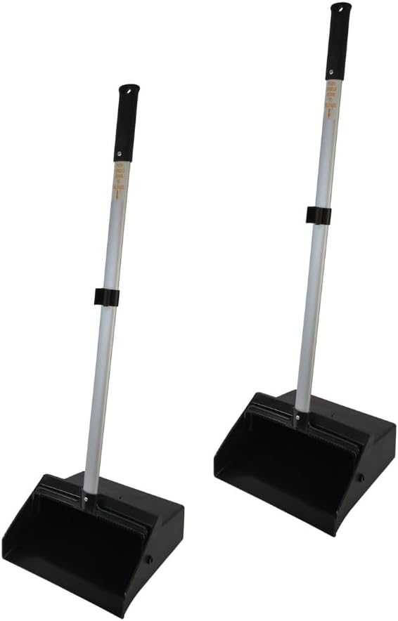 Janico 1085 Commercial Lobby Dustpan, 37 inch Aluminum Handle, Pack of 2, Black