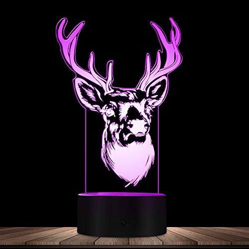 TARIZPPG 3D Illusion Night Light Deer Head Deer Antler 3D Optical Illusion Light Woodland Deer Buck Wildlife LED Creative Night Light Decorative Table Lamp-Deer_Head