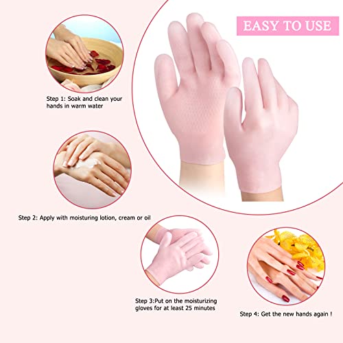 Moisturizing Gloves, Soft Silicone Gloves, Gel Spa Hydrating Gloves, Aloe Lotion Gloves For Repairing Dry Cracked, Aging Hands, Eczema, And Softening Rough Skin, Calluses, One Size Fits Most (1 Pair) #TOP3