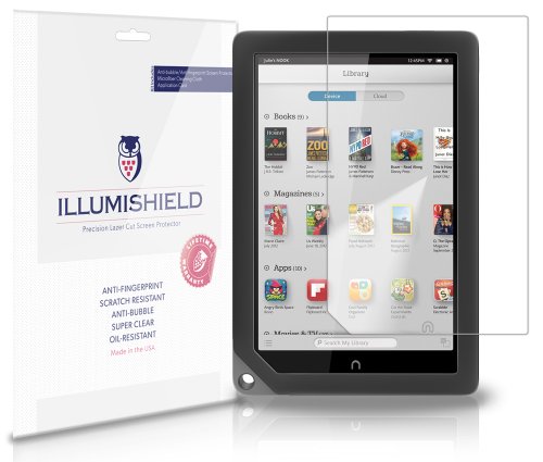 iLLumiShield Screen Protector Compatible with Barnes & Noble Nook HD+ 9 inch (BNTV600)(2-Pack) Clear HD Shield Anti-Bubble and Anti-Fingerprint PET Film