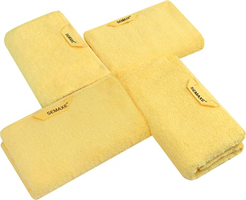 Semaxe Hand Towel Set For Bathroom, Soft And Highly Absorbent Towel, 100% Cotton Yellow Towel, Hotel & Spa Quality, 16”X 27”, 4 Pack #TOP1