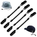 ZUWIJEQ 4er Set Hutclip Halter, winddichter clip,Hut Retainer Clip mit einziehbarer Feder, Kappe Halter,Outdoor Seil Clip Cap Holder, Mützenhalter für Reisen und Outdoor-Aktivitäten, dehnbar bis 60 cm