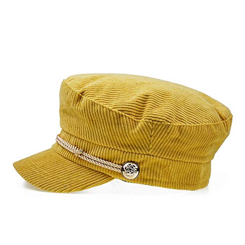 Jewelry-Box Women Ladies Hat Corduroy Captain's Breton Cap Beatles Lennon Newsboy Cadet Black, Yellow, One Size #TOP1