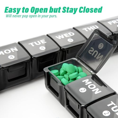 Image of Large Monthly Pill Organizer, XL 4 Weeks Pill Box,28 Day Pill Cases Organizerd by Week,Big Compartment Pill Container with Dust-Proof,for Pills /Vitamin /Fish Oil /Supplements,by Yaklim (Black)