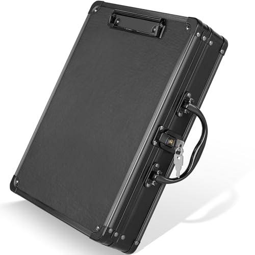 Sooez Key Lock Clipboard Storage Box Heavy Duty Clipboard with Storage Metal Locking Box with Handle Lock Box Maximum Security - Holds Letter Size Paper 12.5 x 9.5 inch Black