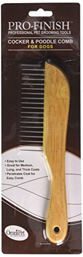 Omnipet Leather Brothers Cocker/Poodle Wooden Handle Comb #TOP2