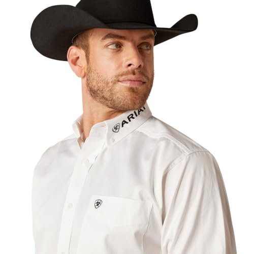 Image of ARIAT White Team Logo Twill Classic Fit Men's Longsleeve Shirt 10046825
