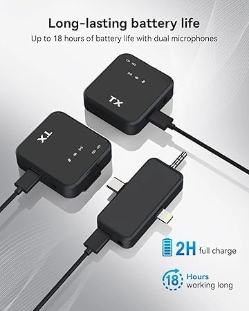 Image of Eyetech Dual Wireless Lavalier Microphone with Receiver | Noise Reduction | Plug & Play | Clip Mic for Android & iPhone | Video Recording | Vlogging | YouTube & Interviews Live Streaming (F11)