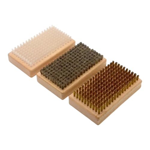 Shuade Juego de 3 ceras de madera para tabla de snowboard con cepillo de nailon, cepillo de crin de caballo, cepillo de latón, cepillo de cera de snowboard
