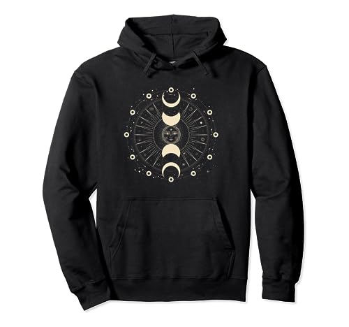 Cute Halloween women spooky season celestial moon phases Pullover Hoodie
