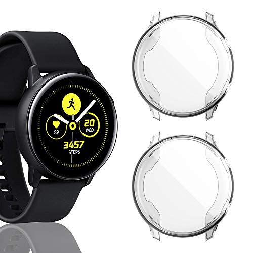 [2 Pack] Screen Protector Case for Samsung Galaxy Watch Active 40mm, All-Around TPU Anti-Scratch Flexible Case Soft Protective Bumper Cover for Samsung Galaxy Watch Active Smartwatch,Clear