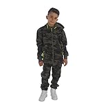 Fashion4Young 11400 Kinder Jogginganzug Freizeitanzug Kapuzenjacke u. Joggpants Camouflage Army-Style Tarnanzug (74, grün-grün)
