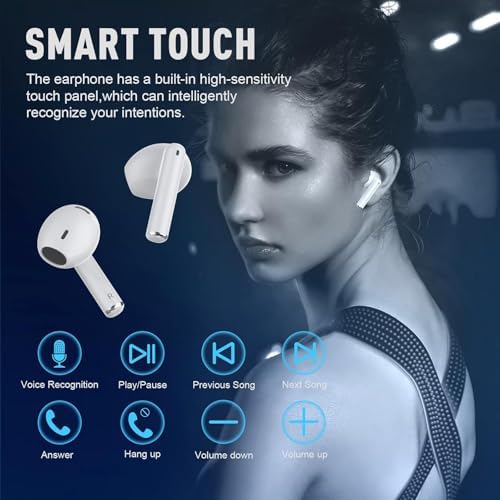 Wireless Headphones, Bluetooth Headphones 5.3 in Ear Wireless Earphones with 4 ENC Noise Cancelling Mic, 50H HiFi Stereo Headphones, Touch Control IP7 Waterproof for iPhone Android iOS image 10