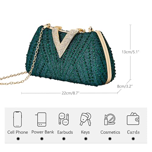 Image of SH Clutch Purse Rhinestone Clutch Purses for Women Glitter Prom Purse