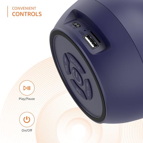Image of Amazon Basics 5W Mini-Bluetooth Speaker with Upto 30Hrs Playtime, TWS Function, Powerful Bass, Immersive Sound, 40mm Driver BT 5.0, MicroSD Card Slot, USB Support, and IPX5 Water Resistance (Blue)