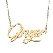 HUAN XUN Ginger Name Necklace for Women Custom Stainless Steel Initial Pendant Jewelry Gifts for Graduation