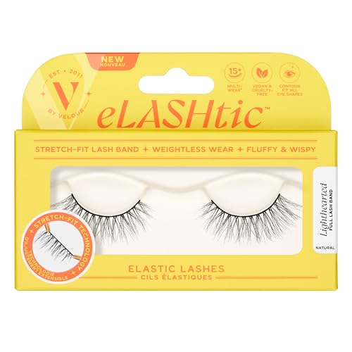 eLASHtic™ Lashes, Full Band, Strip Lashes, Natural Wispy Lashes, Fake Eyelashes, Elastic Lash Band Flared & Full Volume (Lighthearted) Full Band Lash