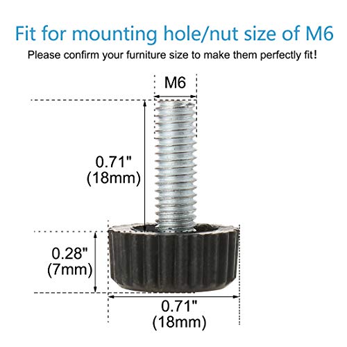 Tornillo de mano M6 uxcell para nivelar muebles con base protectora de suelo 3
