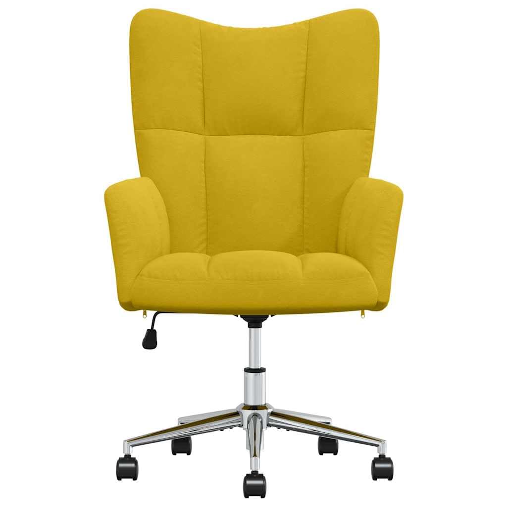 Relaxsessel Senfgelb Samt Ohrenstuhl Mit Armlehnen, 61,5 x 69 x 94,5-102 cm, schaumstoffgepolstert, 360 Grad drehbar, Rollen, höhenverstellbar