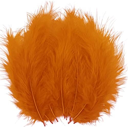 100pcs Orange Fluffy Turkey Marabou Feathers 4-6 Inches for Crafts Dream Catcher Fringe Trim Colored Feathers Fly Tying Material