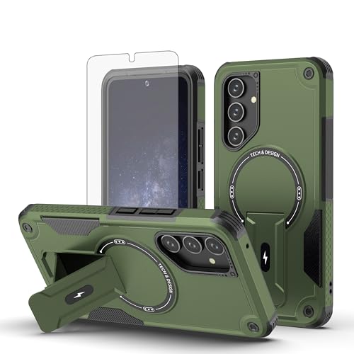 Asuwish Phone Case for Samsung Galaxy A54 5G with Tempered Glass Screen Protector Slim Magnetic Magsafe Rugged Stand Heavy Duty Hybrid Cell Cover Accessories A545G A 54 54A 4G G5 SM A546U Women Green by Asuwish - Used condition - CA$8.75