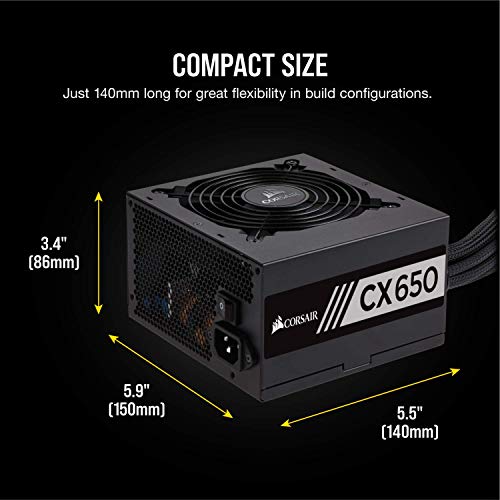 CORSAIR CX Series, CX650, 650 Watt, 80+ Bronze Certified, Non-Modular Power Supply