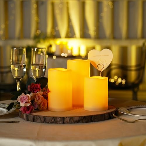 Image of Homemory Waterproof Flameless Candles, Outdoor Indoor Battery Operated LED Pillar Candles with Remote Control and Timer, Plastic, Long Lasting, D3 x H4 4 inch 5 inch 5 inch 6 inch 6 inch, Set of 6