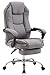 CLP Fauteuil de Bureau Ergonomique Castle - Chaise Bureau Réglable en Hauteur Pivotante - Rembourré Revêtement en Tissu - Repose-Pied et Accoud, Couleur:Gris