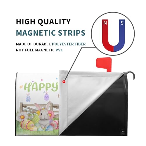Image of Kawani Happy Easter Mailbox Covers Magnetic Spring Bunny Flower Mailbox Cover Standard Size 18 X 21 Inch Easter He is Risen Wrap Post Letter Box Decorative for Outdoor Home Garden Yard