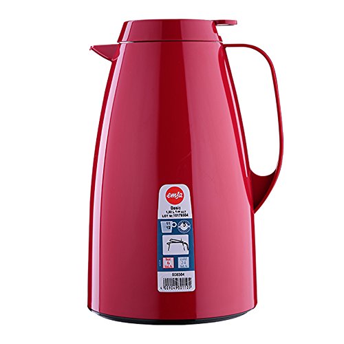 Emsa 508364 BASIC Pichet isotherme, fermeture Quick Tip, 100% hermétique, 1,5 L, rouge foncé