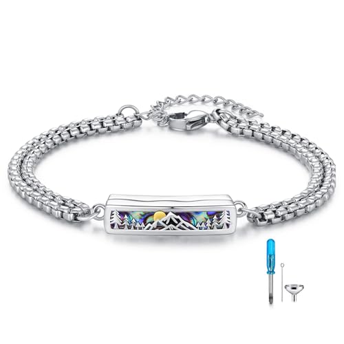 TUGHRA Ashes Bracelet for Women Urn Bracelet for Ashes 925 Sterling Silver Cremation Jewelry Memorial Gifts Keepsake Bracelet