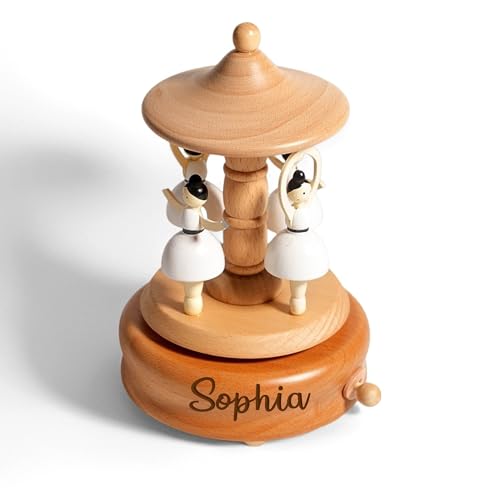 Scatola di Musica in Legno Personalizzabile, Scatola di Musica in Legno Personalizzata Incisa a Mano, Scatola di Musica Personalizzata con Nome/Testo, Regali per Bambini Ragazze Ragazzi Figlia (1)