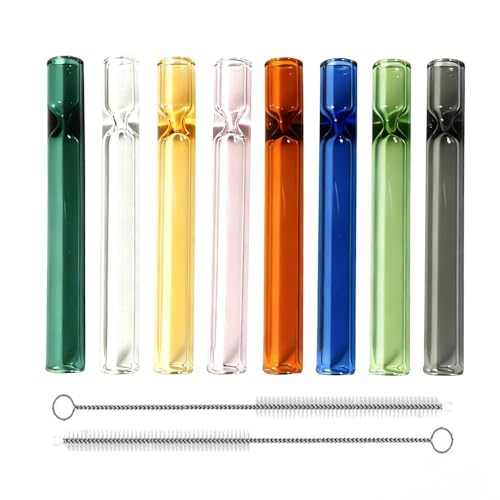 Rinercber 8 Pcs colored Borosilicate Blowing Tubes - High Temp Resistant for Industrial Laboratory and Craft Projects glass straw