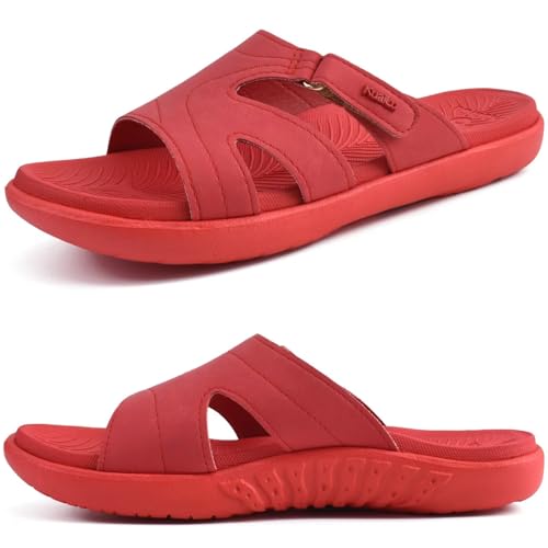 KuaiLu Womens Fashion Orthotic Slides Ladies Lightweight Athletic Yoga Mat Sandals Slip On Thick Cushion Slippers Sandals With Comfortable Plantar Fasciitis Arch Support