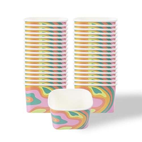 Image of Coppetta 12 Ounce Dessert Cups, 200 Greaseproof Ice Cream Cups - Lids Sold Separately, For Hot And Cold Foods, Psychedelic Sunrise Paper Yogurt Bowls, Disposable, Sturdy - Restaurantware
